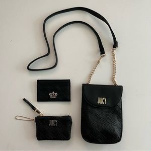 Juicy Couture Crossbody Purse Card Case Coin Pouch Black